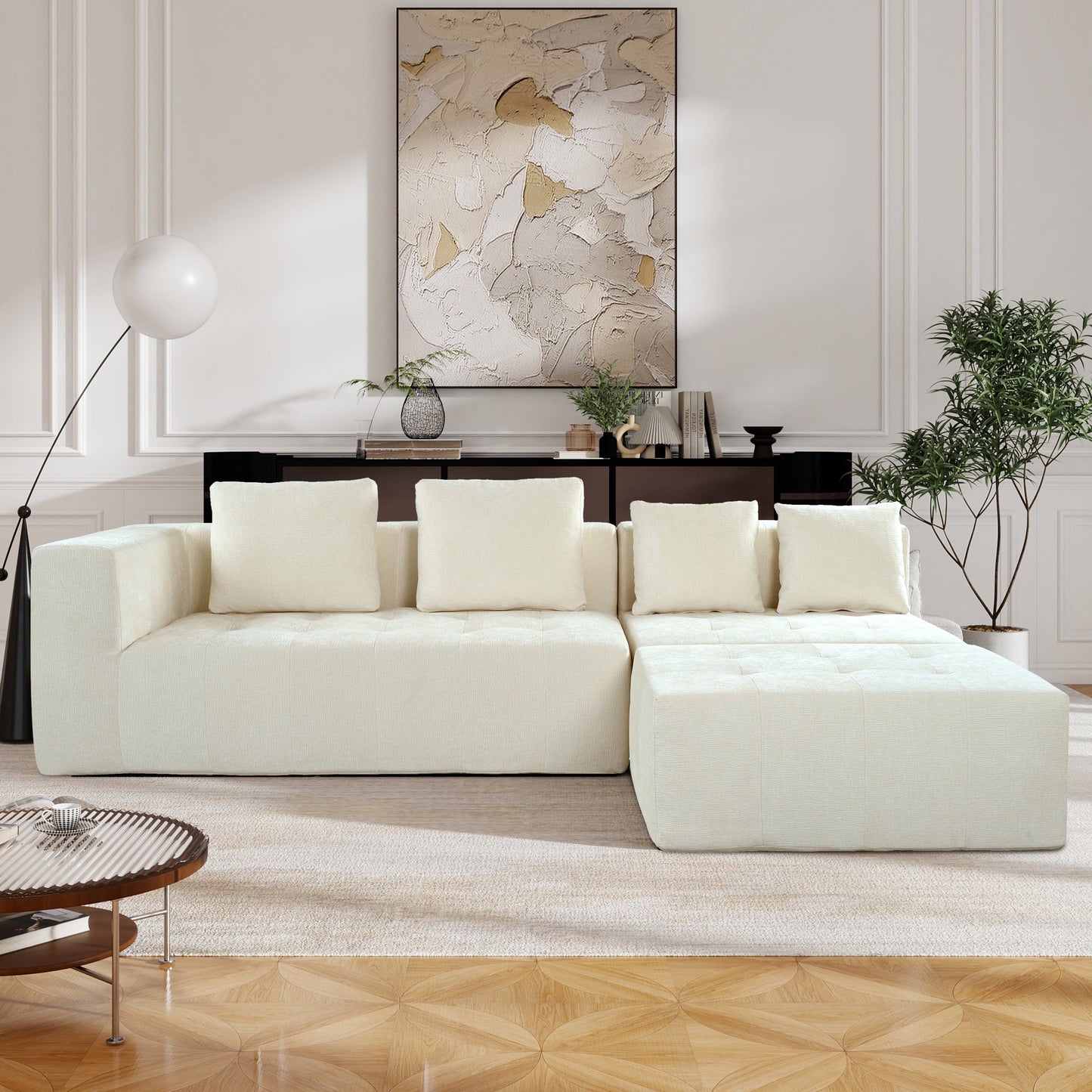 Modern Large Removable Modular Sofa, 3-Piece Set with Free