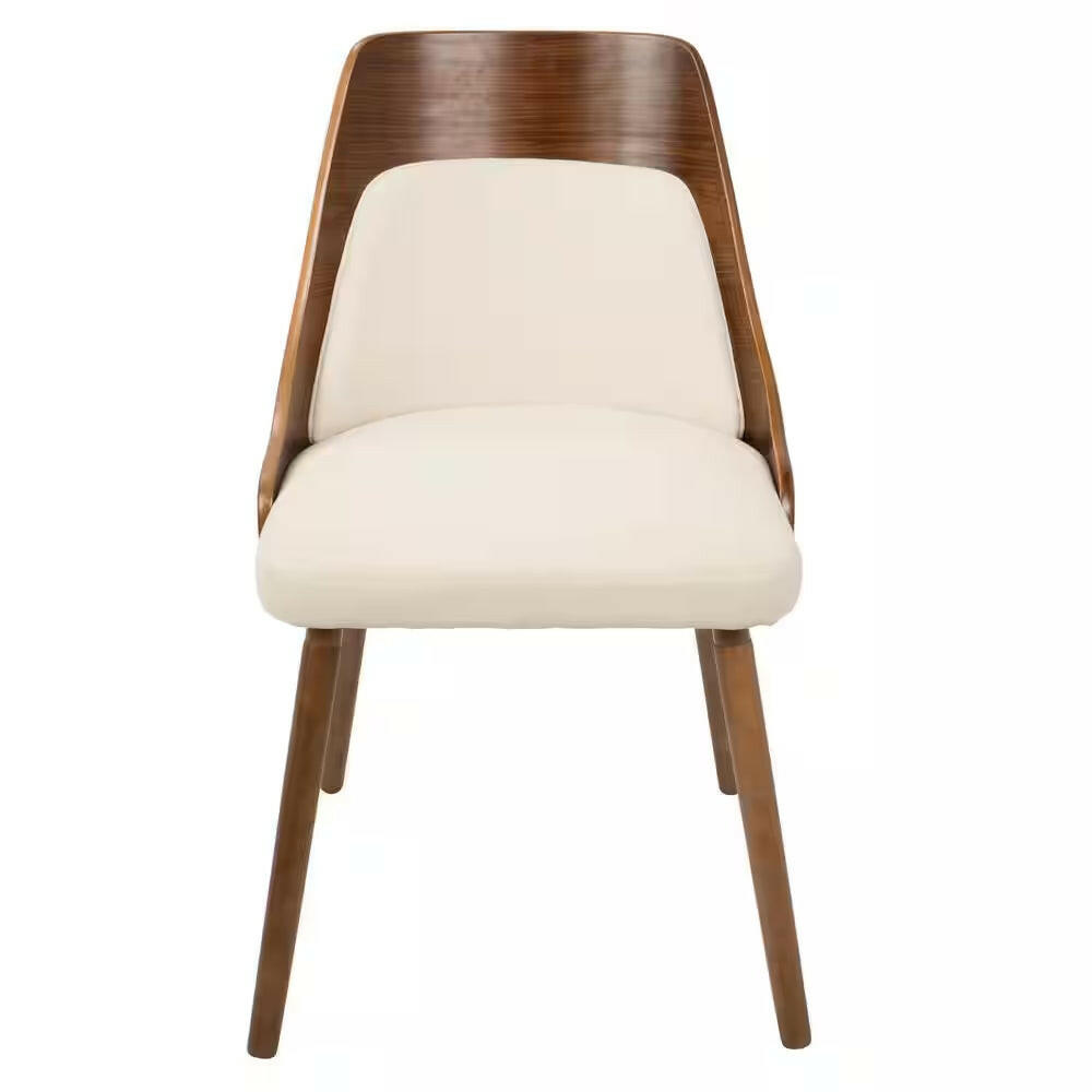 Anabelle Mid-Century Walnut and Cream Modern Dining Chair.