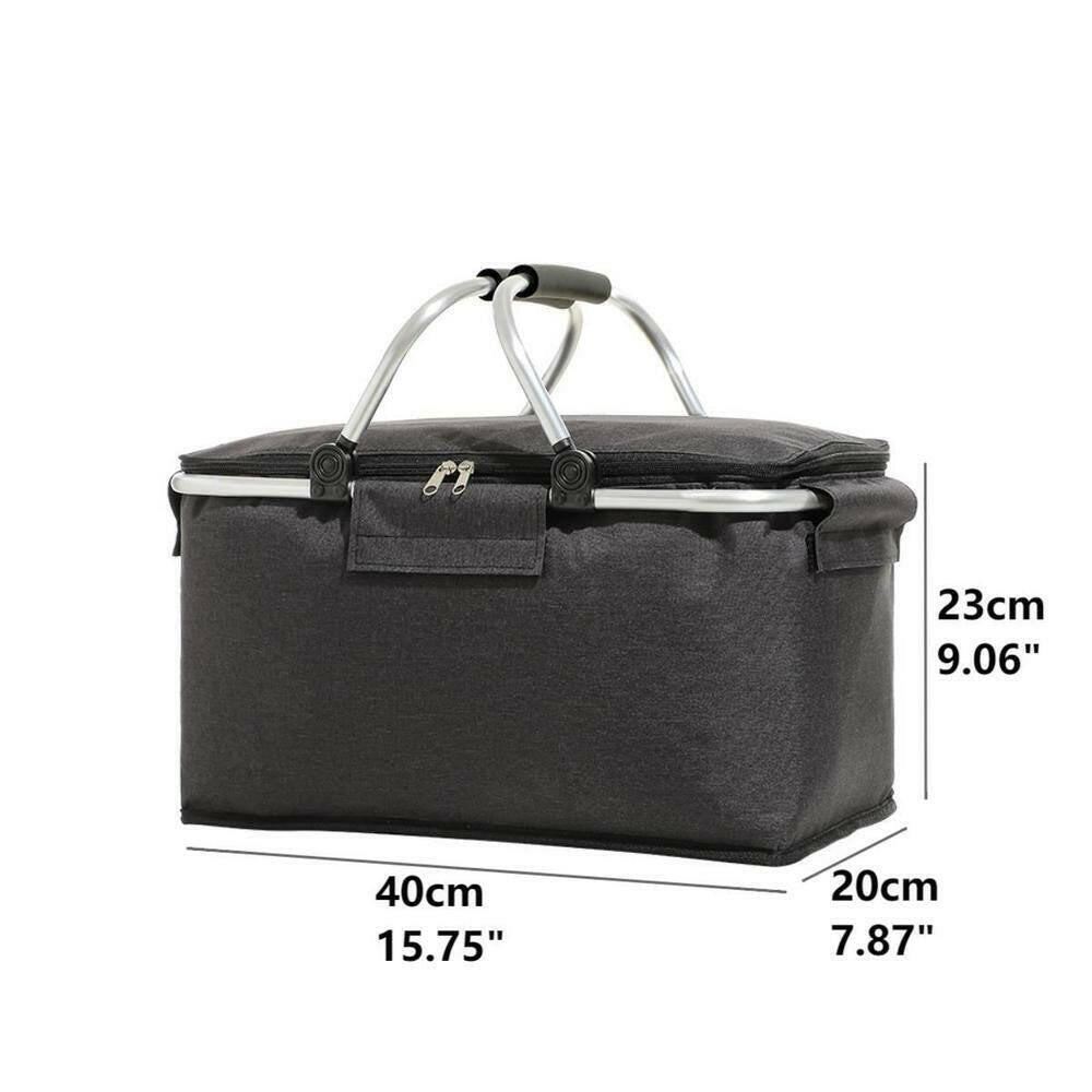 20 Qt. Large Insulated Foldable Soft-Side Cooler Bag for Camping, Picnic, Travel in Black.