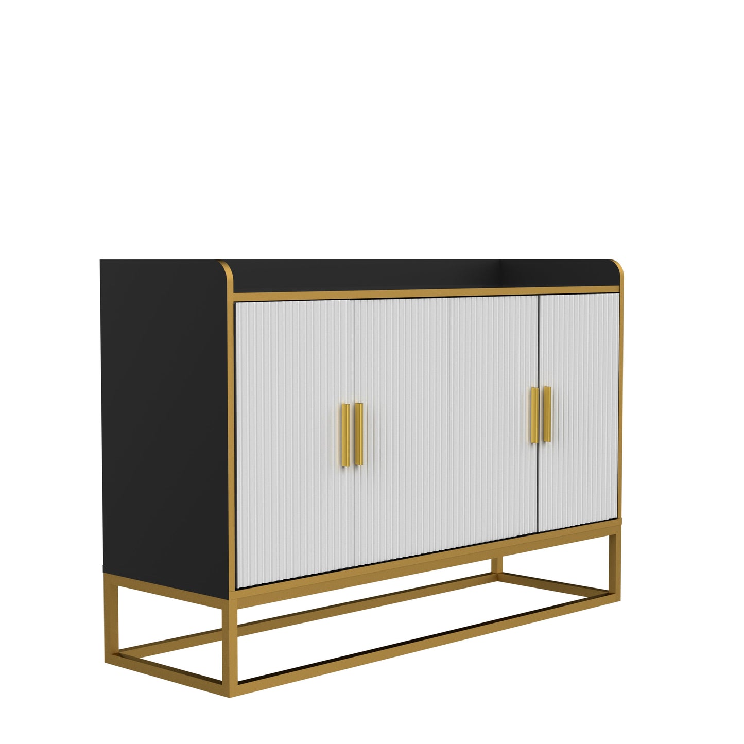 Modern Kitchen Buffet Storage Cabinet Cupboard Gloss with Metal Legs