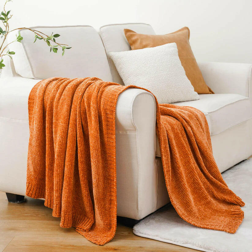 Textured Chenille Knit Throw Blanket.