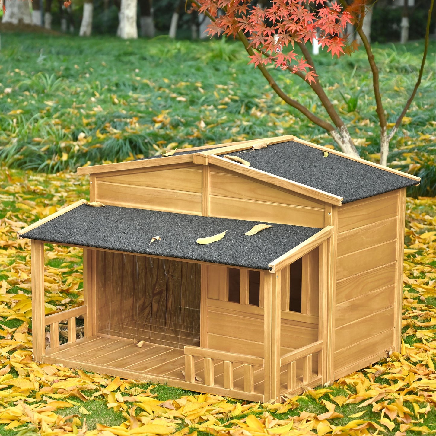 47.2" Wooden Dog House, Outdoor & Indoor Dog Crate, Pet Kennel With