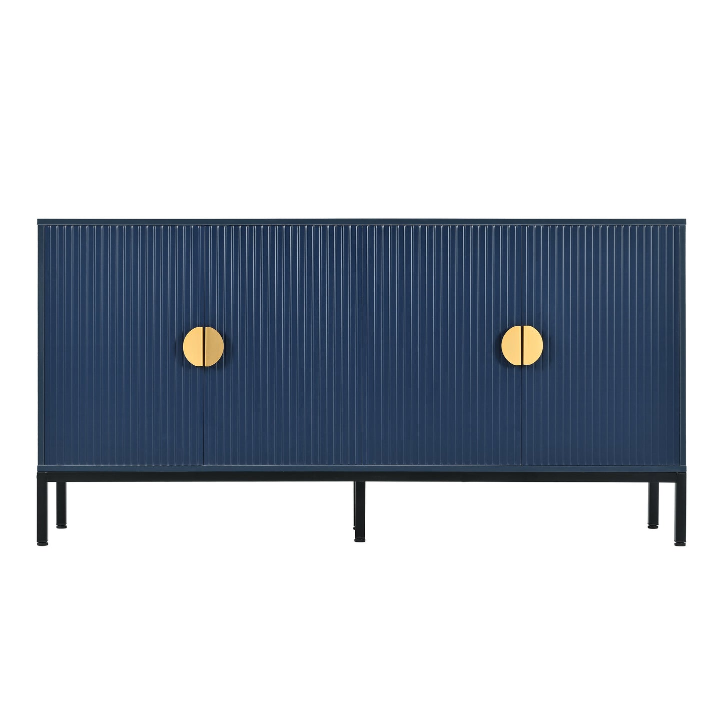 Exquisite Vertical-Striped Four-Door Sideboard with Sturdy Metal Legs