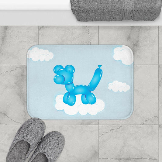 Balloon Dog on Clouds Bath Mat.