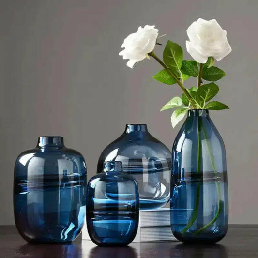 Blue Transparent  Glass Vase.