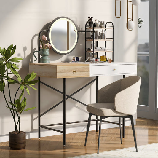 40" Makeup Vanity Desk with 3-Mode Lighted Mirror & Wireless Charging