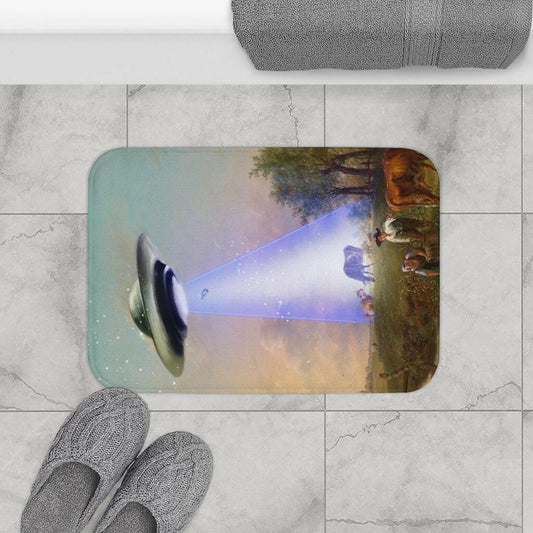 UFO Abducting Cow Bath Mat Home Accents.