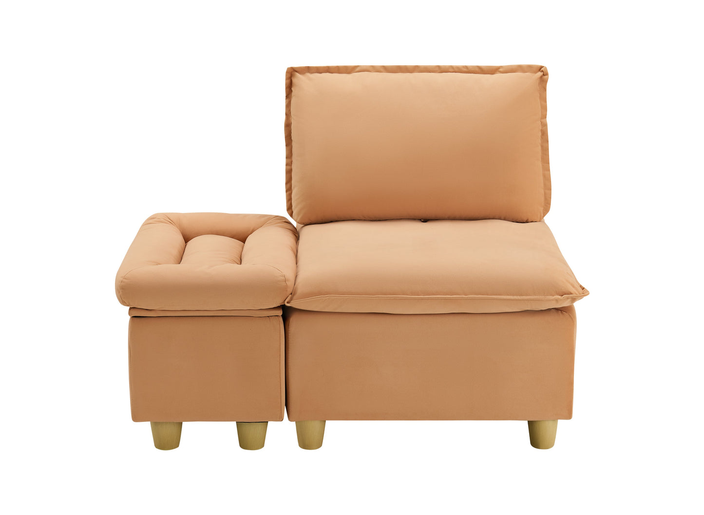 44.29-inch pumpkin-colored flannel single sofa with a movable storage