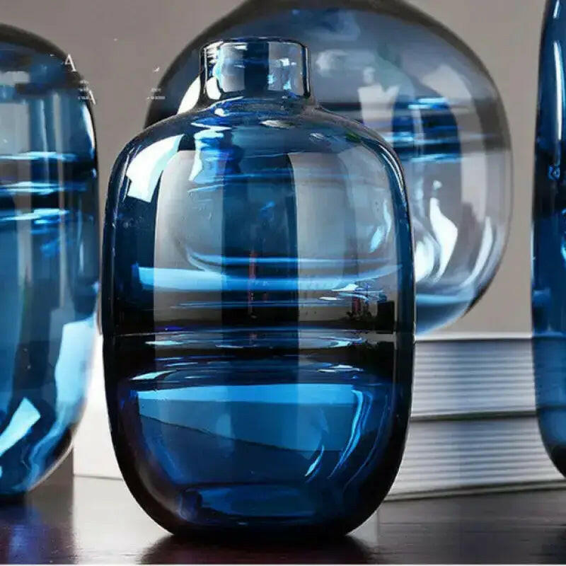 Blue Transparent  Glass Vase.