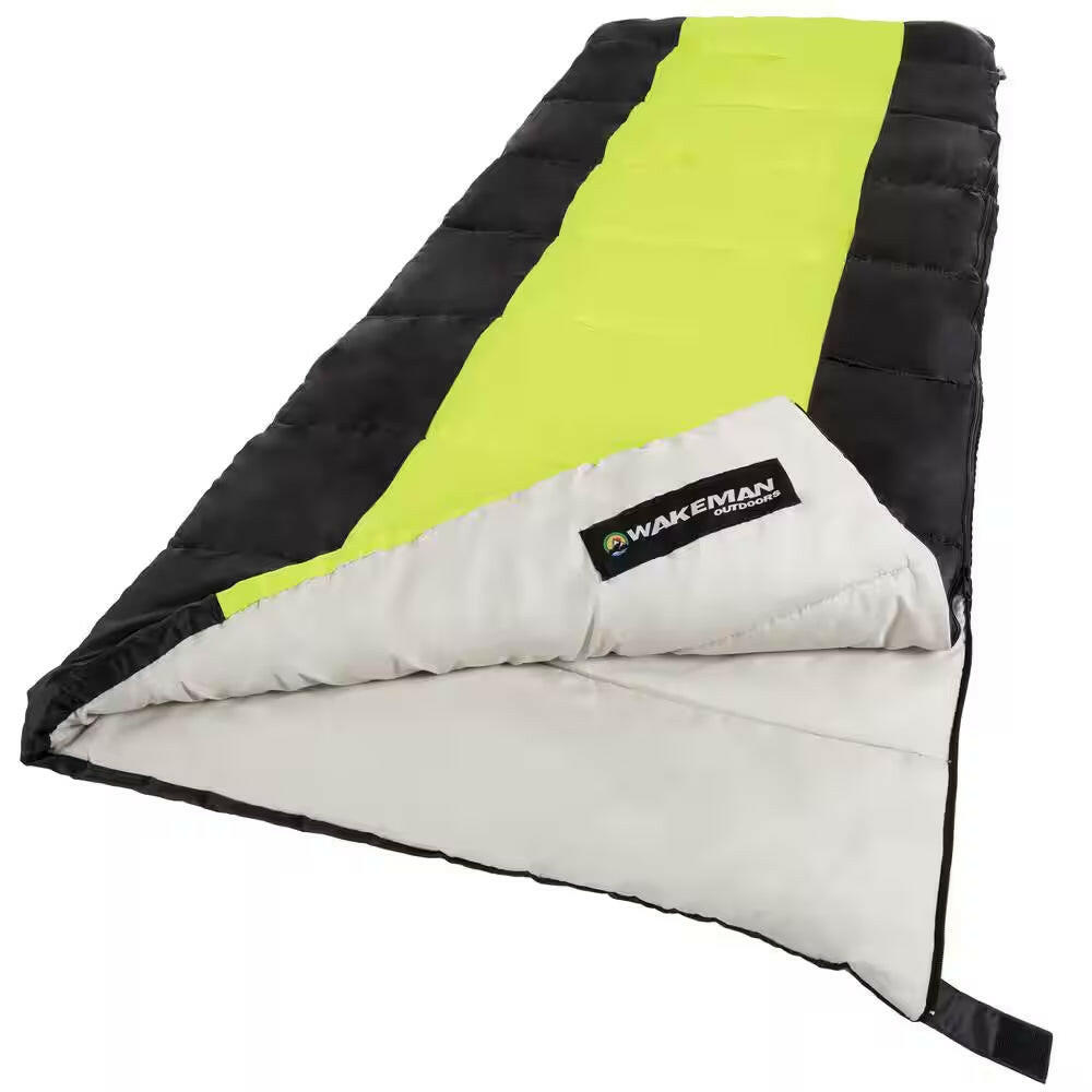 75 In. L 2-Season Sleeping Bag in Neon Green.