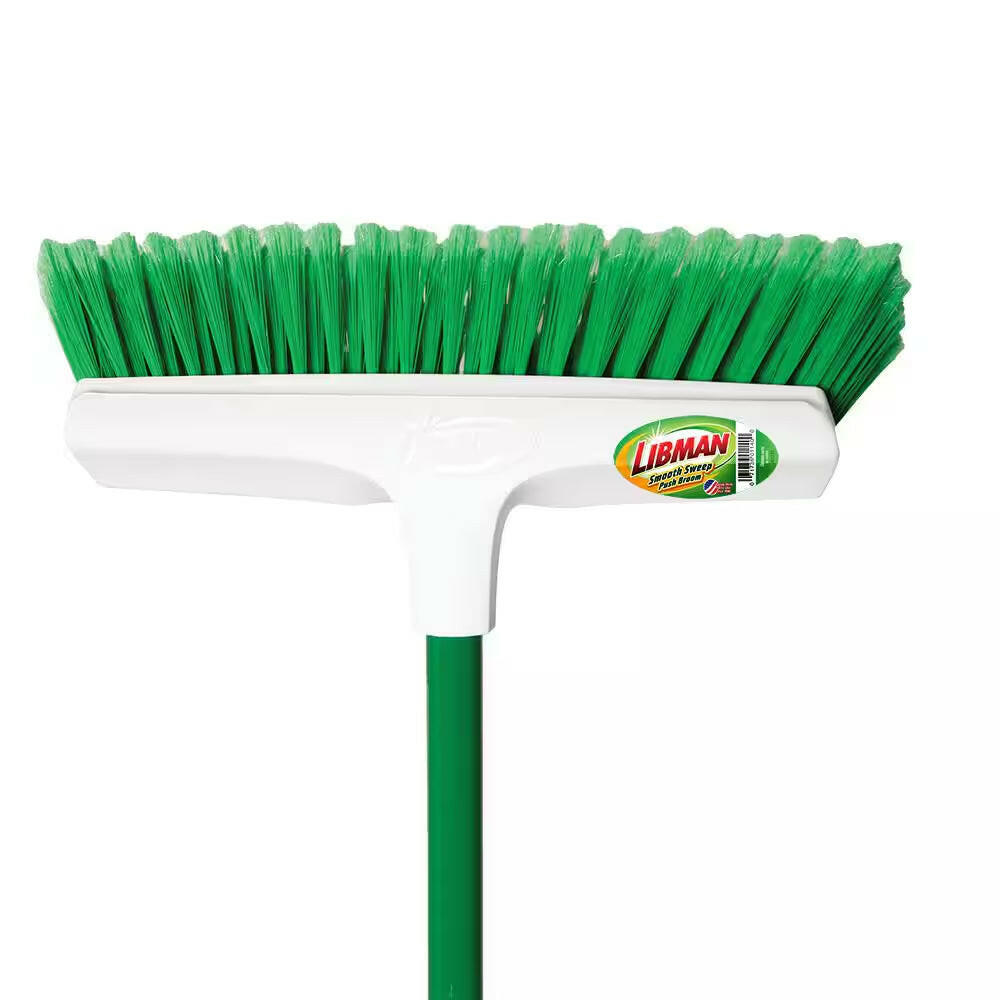 13 In. Smooth Surface Push Broom with Steel Handle.