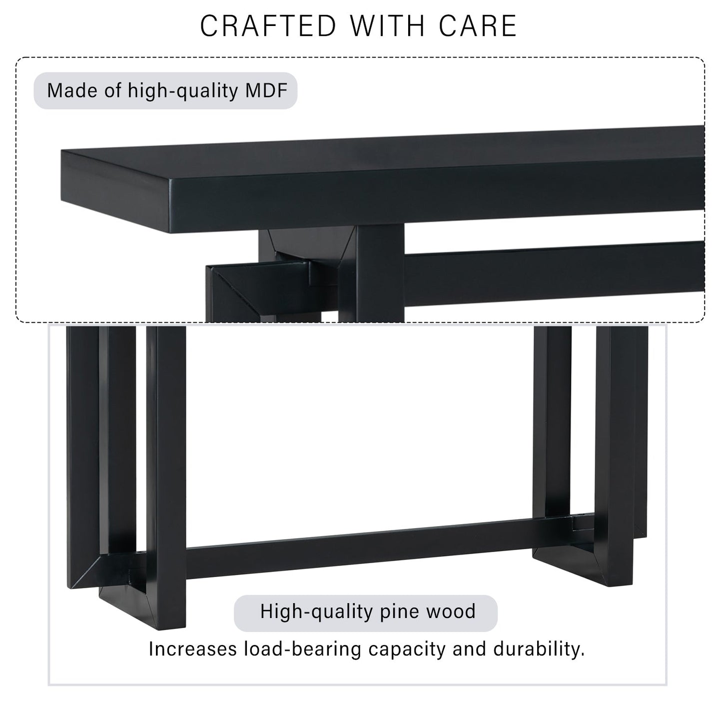 Contemporary Console Table with Wood Top, Extra Long Entryway Table