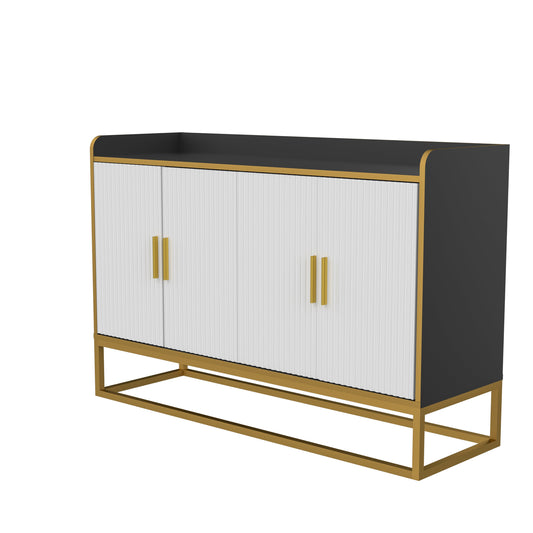 Modern Kitchen Buffet Storage Cabinet Cupboard Gloss with Metal Legs