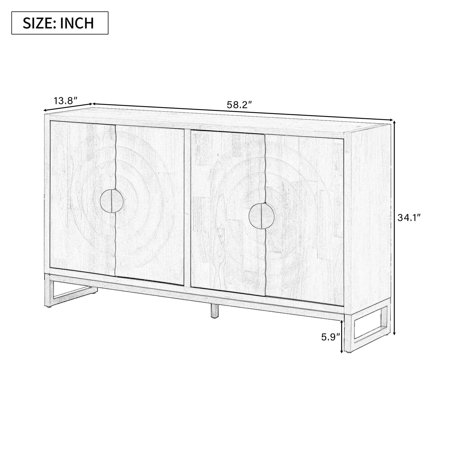 Storage Cabinet Sideboard Wooden Cabinet with Stunning Water Wave Door