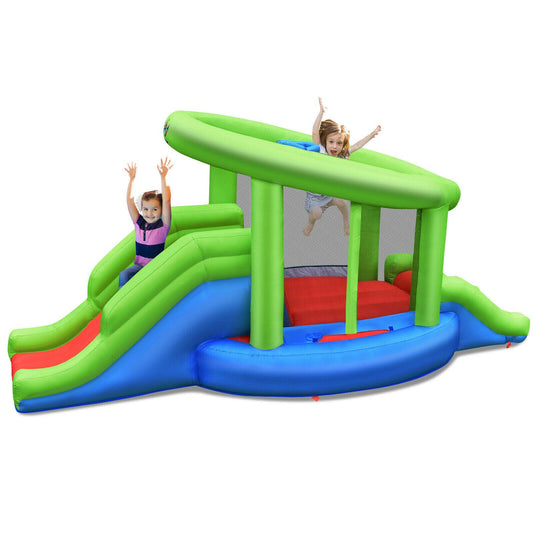 Inflatable Bounce Castle Climb Bouncy 2 Slides with Basketball Hoop.