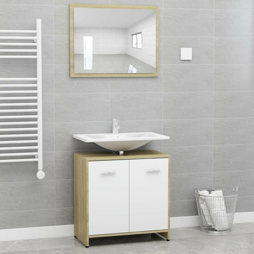 Bathroom Furniture Set White Chipboard.