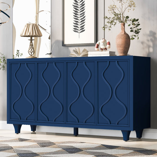 Stylish Storage Cabinet Sideboard Wooden Cabinet with Embossed Curved