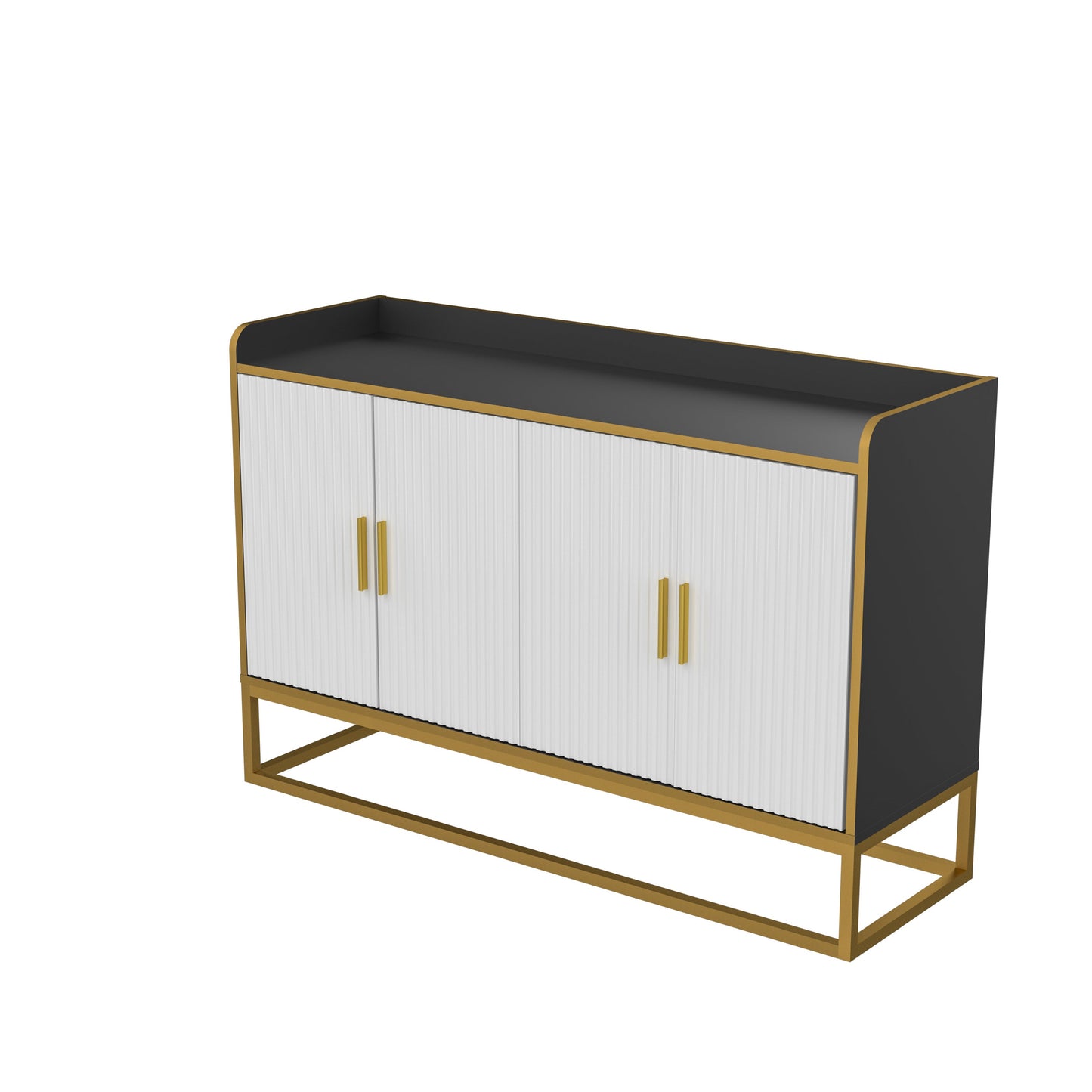 Modern Kitchen Buffet Storage Cabinet Cupboard Gloss with Metal Legs