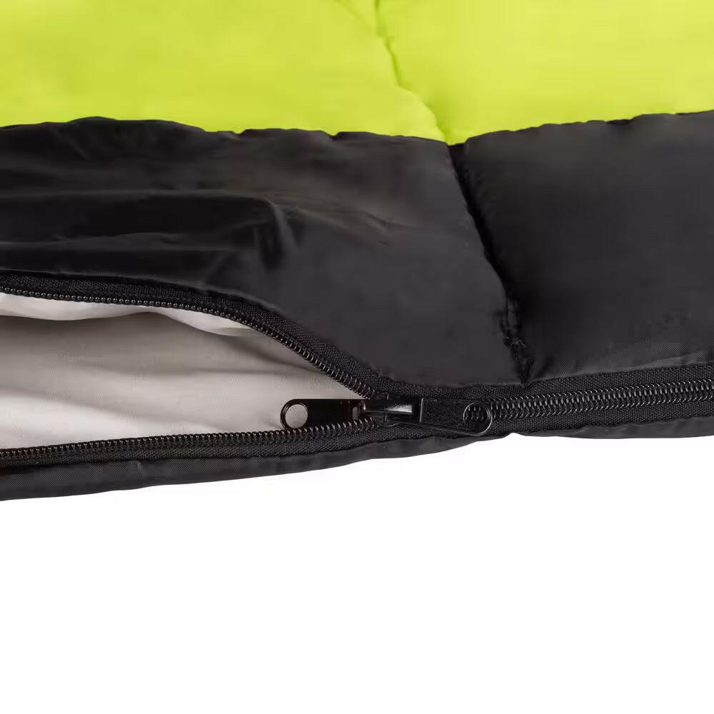 75 In. L 2-Season Sleeping Bag in Neon Green.