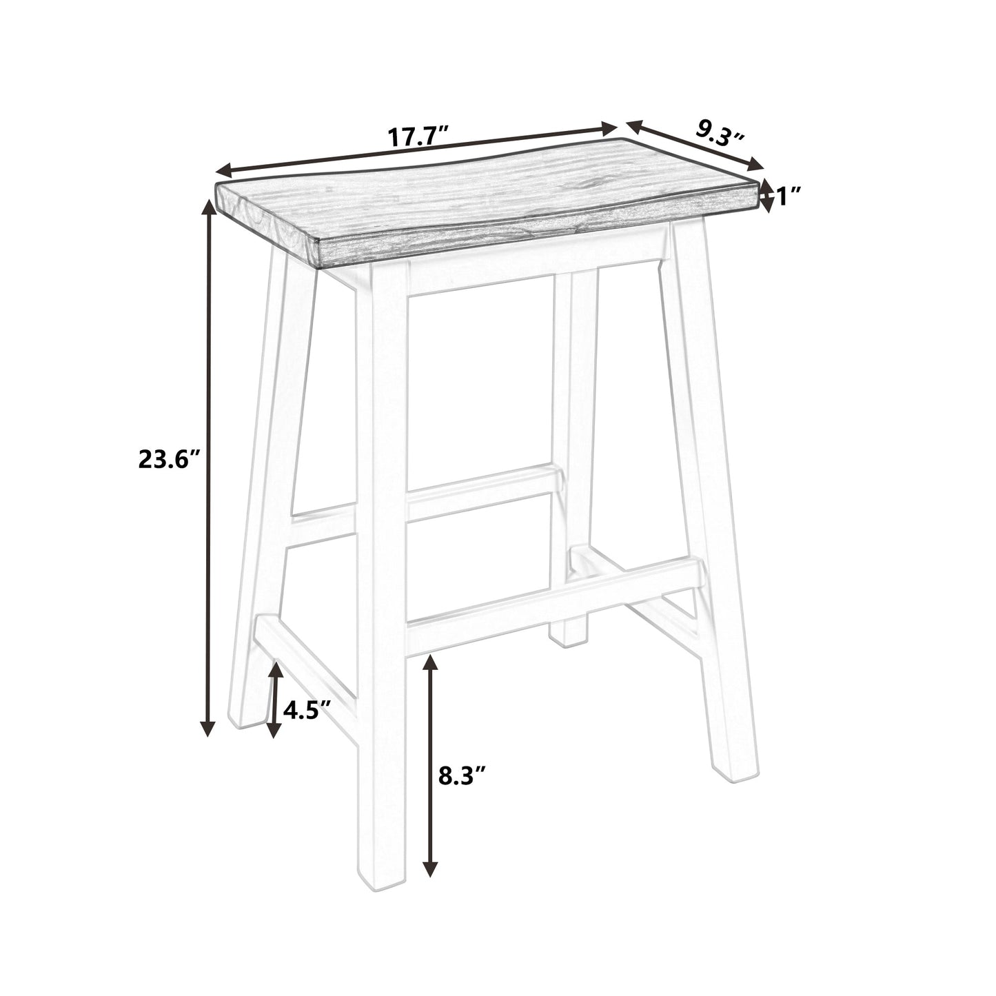 Farmhouse Rustic 2-piece Counter Height Wood Kitchen Dining Stools for