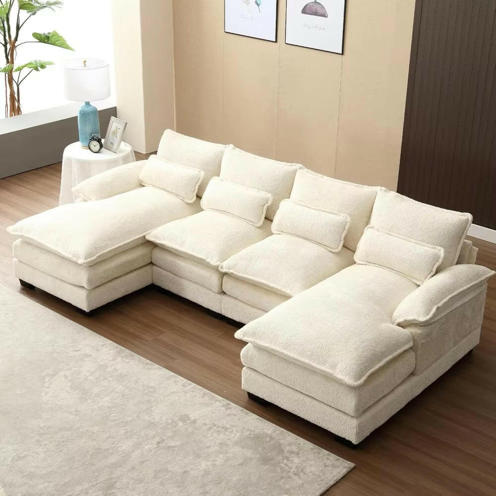 110" Sectional Sofa Couch for Living Room, Modern Chenille U Shaped Couch, Modular Sofa Sleeper with Double Chaise & Memory Foam.