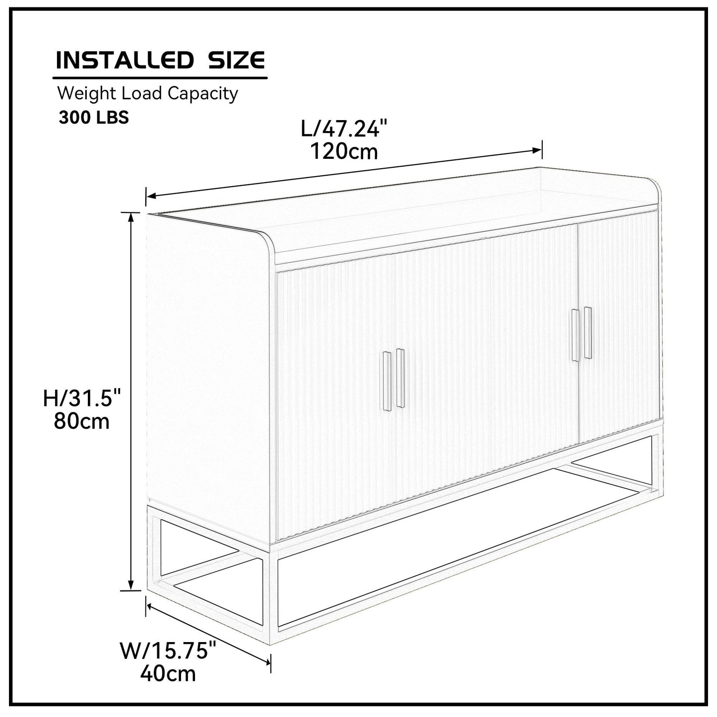 Modern Kitchen Buffet Storage Cabinet Cupboard Gloss with Metal Legs