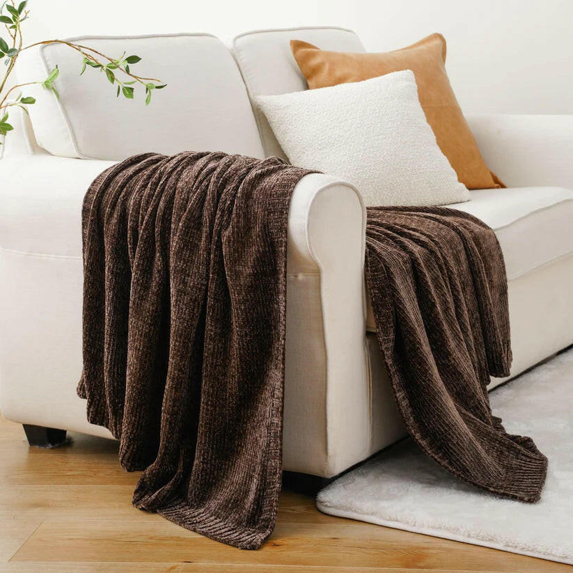 Textured Chenille Knit Throw Blanket.