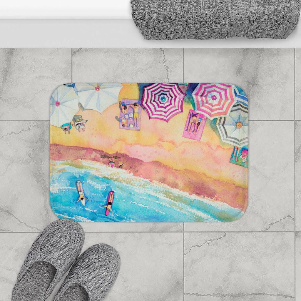 Colorful Day at the Beach Bath Mat Home Accents.