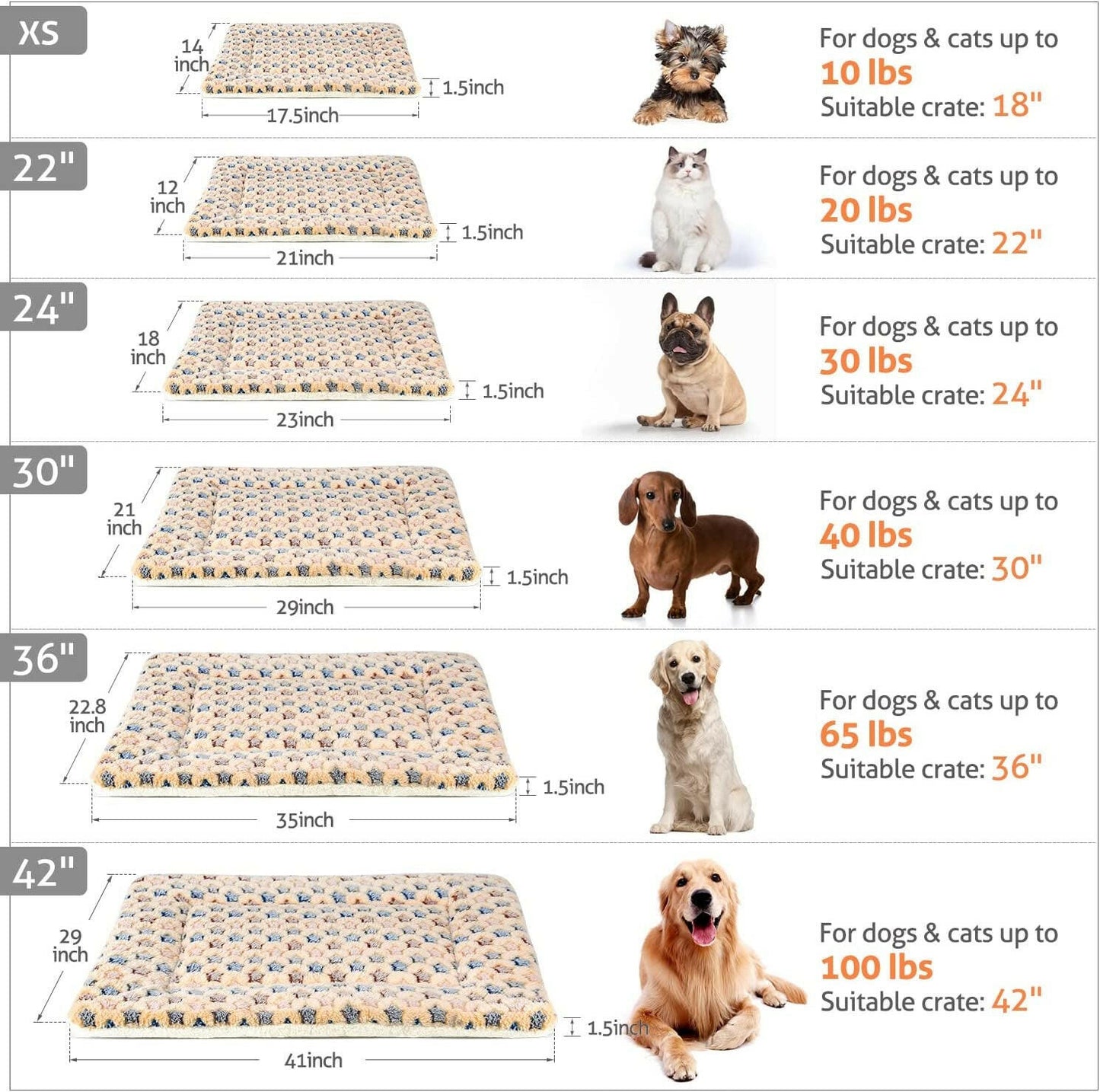 Dog Bed Crate Pad Ultra Soft Pet Bed with Cute Star Print Washable Crate Mat for Large Medium Small Dogs Reversible Fleece Dog Crate Kennel Mat Cat Bed Liner 21 X 12 Inch Brown.