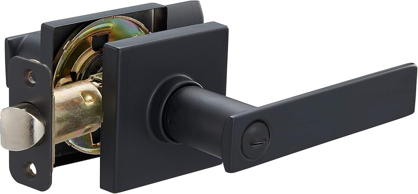 Contemporary Stamford Door Lever- Entry- Matte Black, 1-Pack.