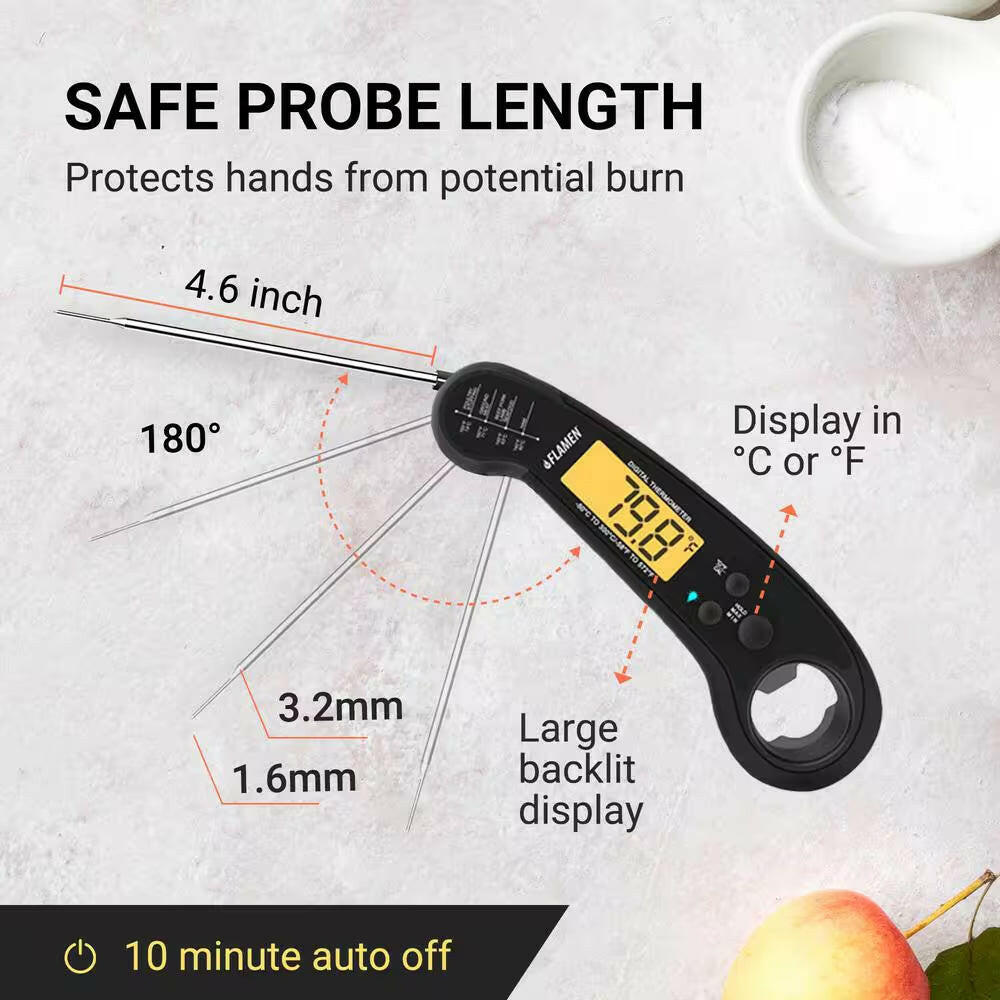 Instant Read Digital Meat Thermometer (Black).