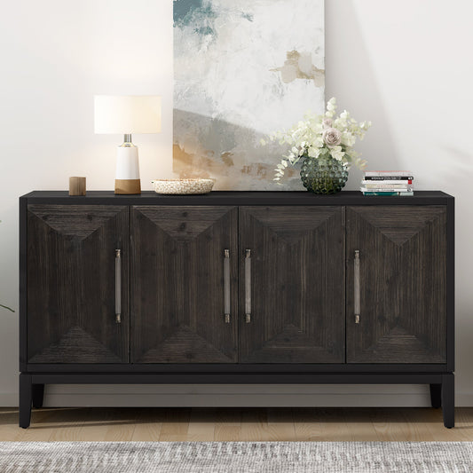 Versatile Four-Door Sideboard with Brushed Doors and Fir