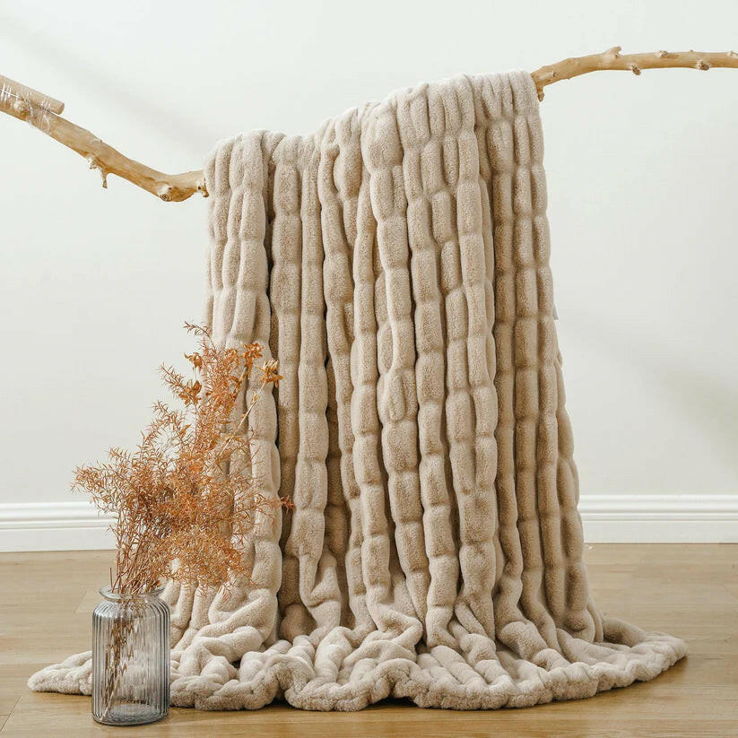 Reversible Rabbit Fur Blanket.