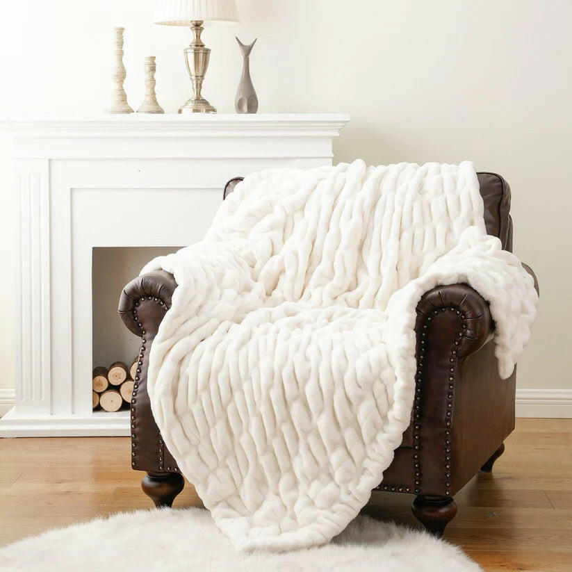 Reversible Rabbit Fur Blanket.