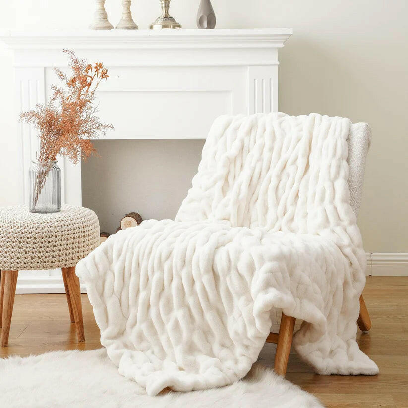 Reversible Rabbit Fur Blanket.