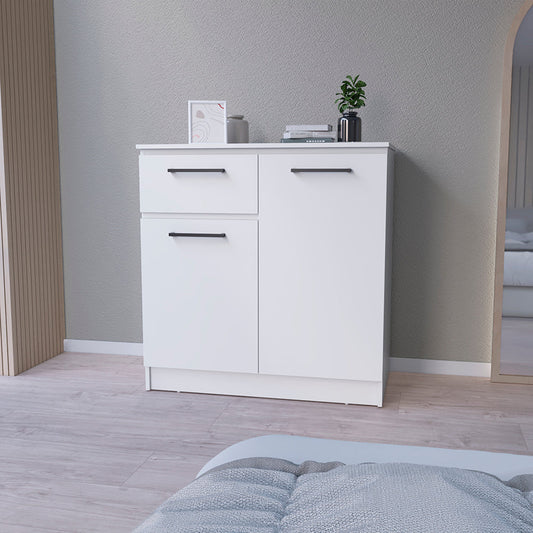 Multi-Functional Dresser Carlin, Top Surface as TV Stand, White Finish