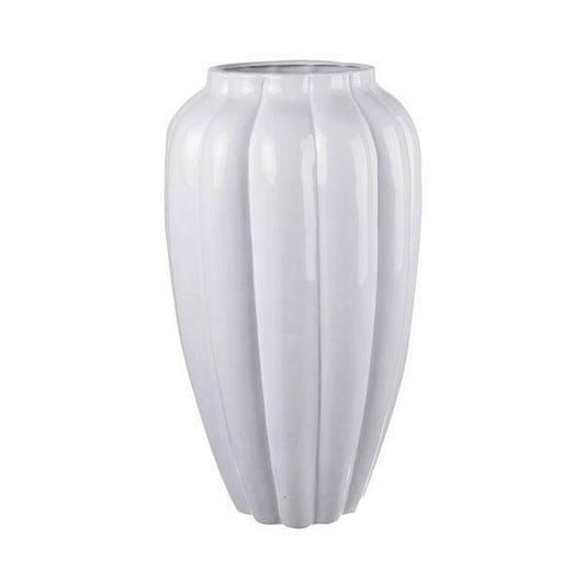 Ceramic White Bulb Vase Tall.