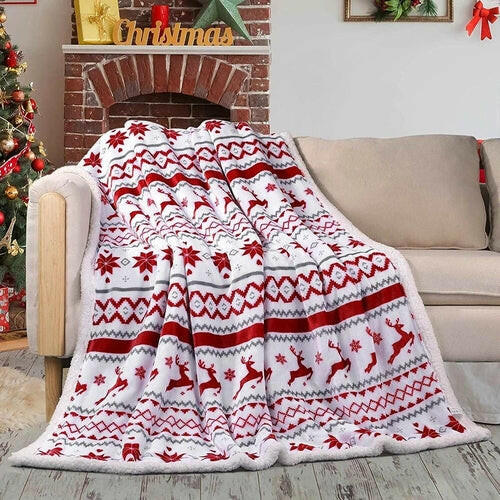 Christmas Sherpa Fleece Throw Blanket.