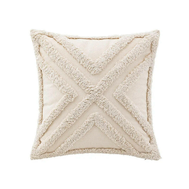 Tasseled Tufted Cushion Cover Natural.