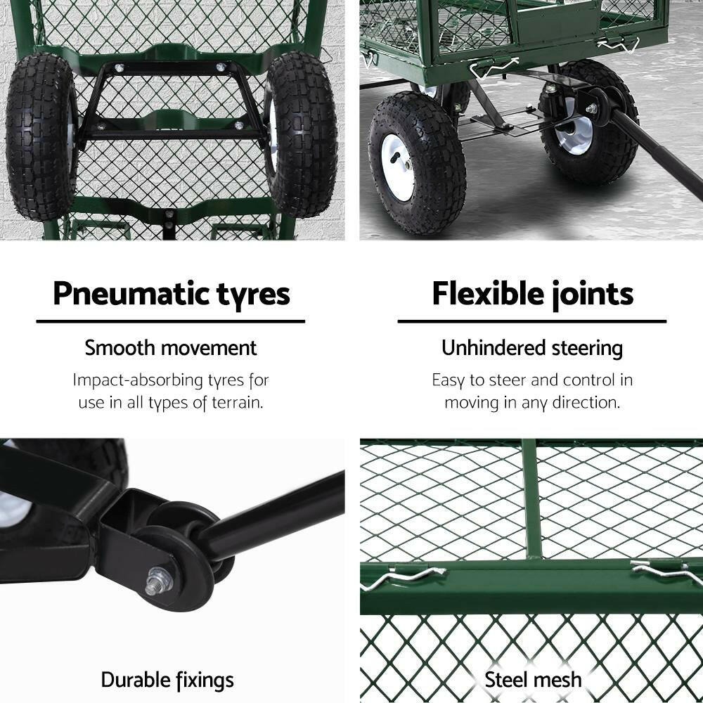 Gardeon Mesh Garden Steel Cart - Green.