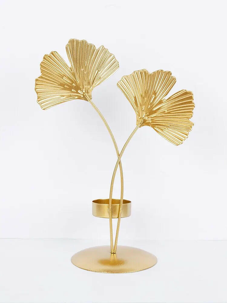 Golden Ginkgo Leaf Candle Holder.