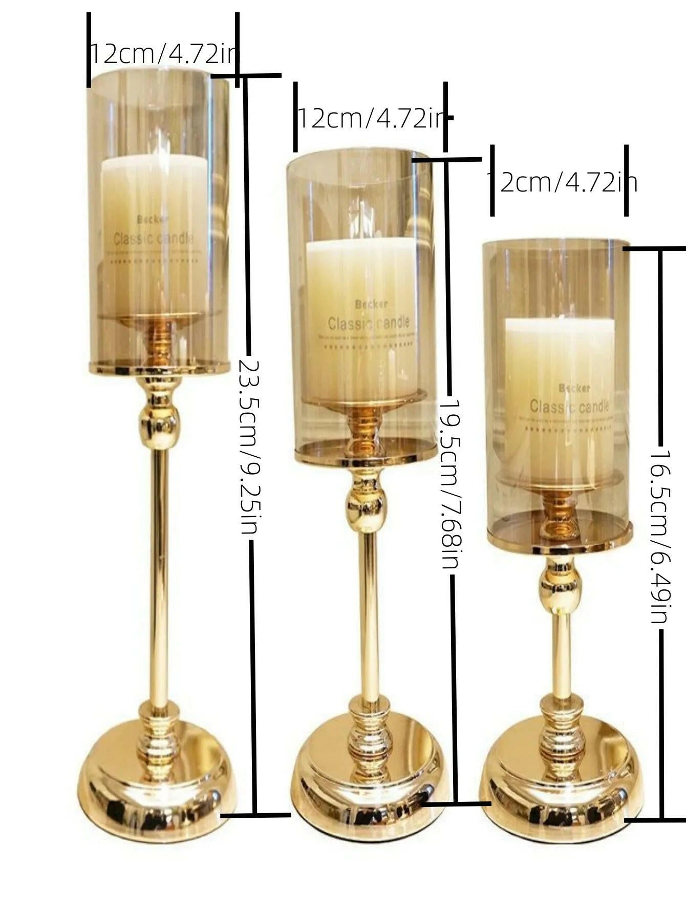 Golden Glass Candle Holders Pillar.