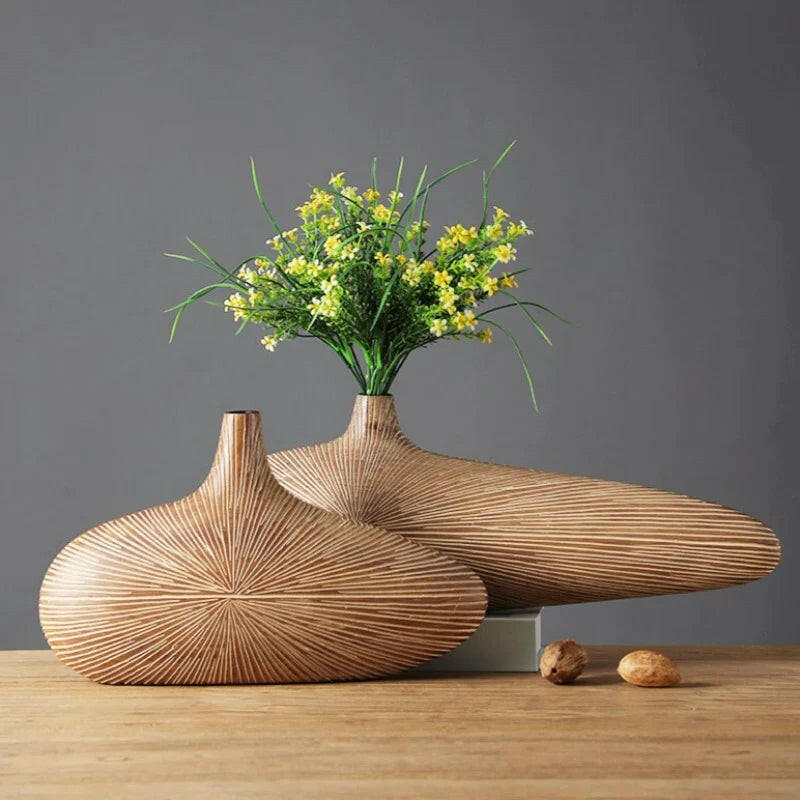 Njord Wood Vase Classic Resin Design.