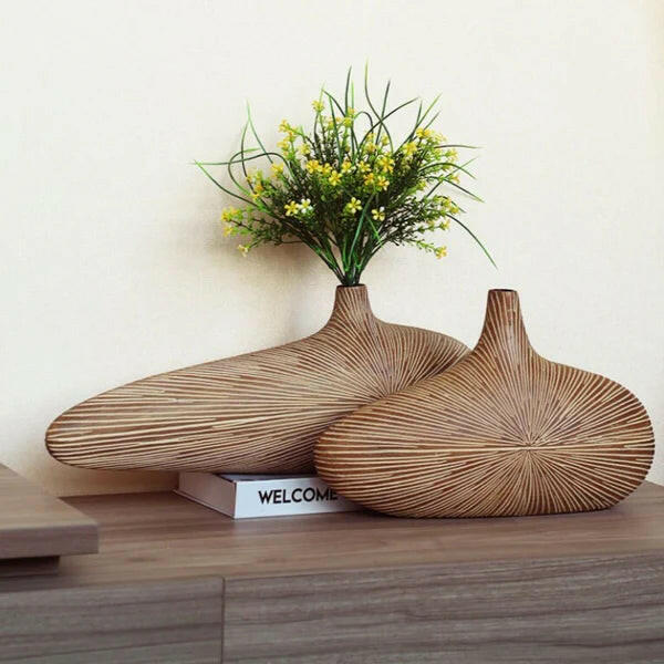 Njord Wood Vase Classic Resin Design.