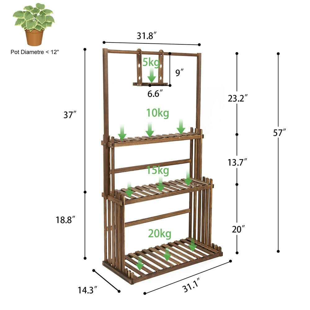 3 Tier Wooden Plant Home Decor Stand.