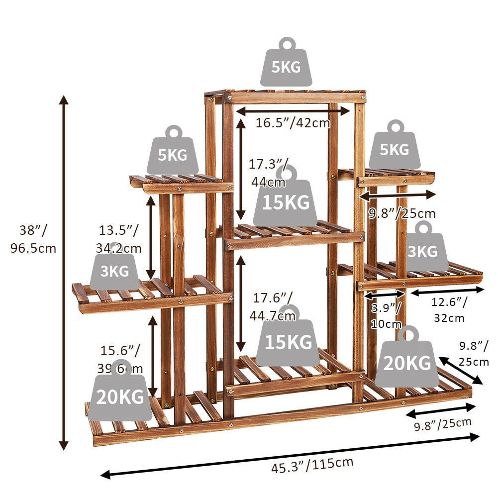 Indoor 9 Tier Wooden Plant Home Decor Stand.