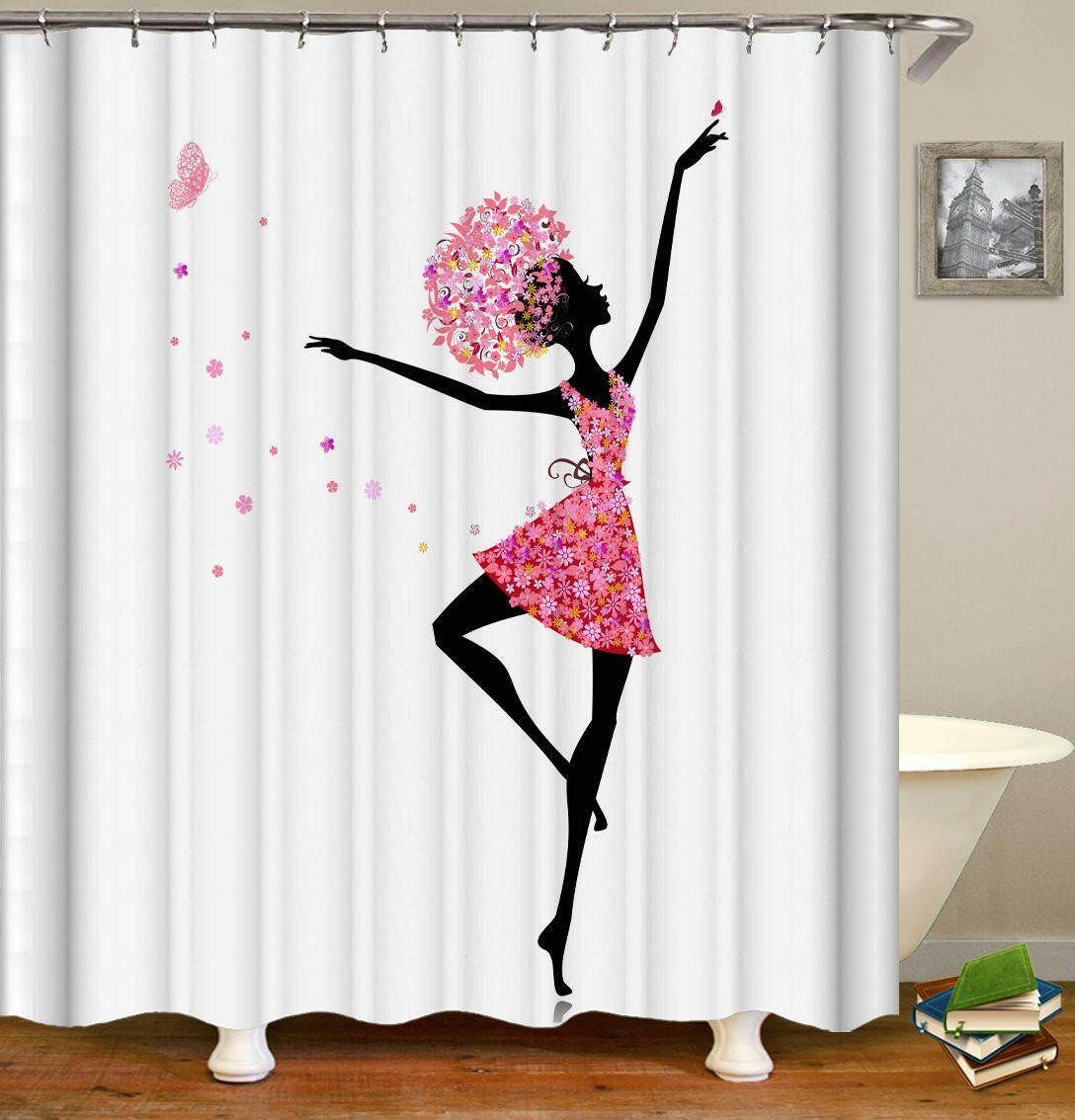 Dancing Flower Girl Shower Curtain.