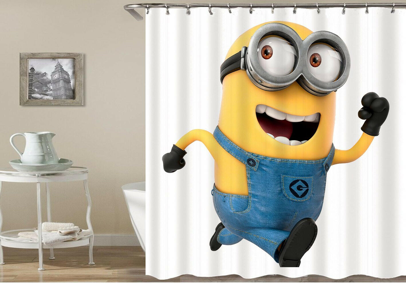 Running Away Minion Shower Curtain.