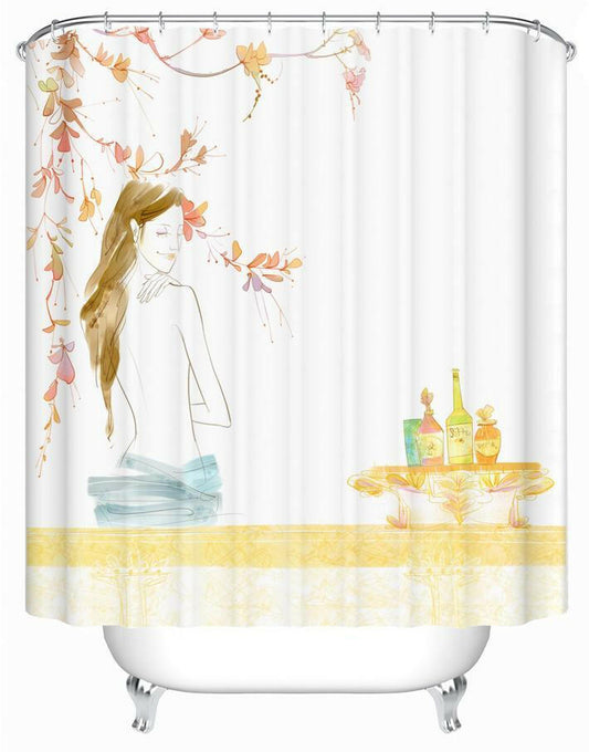 Drawing Of A Woman Shower Curtain.