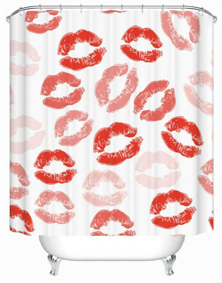 Red Lipstick Kisses Shower Curtain.